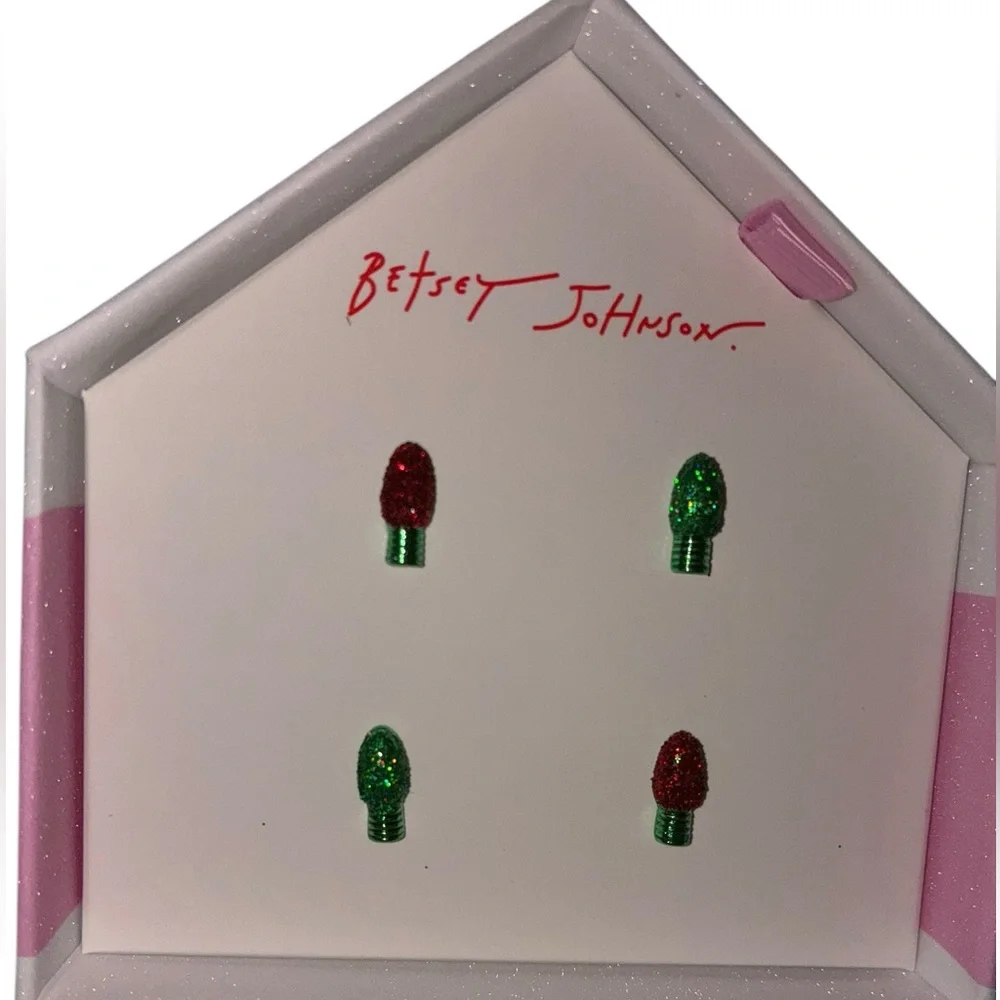 BETSEY JOHNSON Christmas Holiday 2 Pair Red & Green Light Bulb Earrings NEW NWT